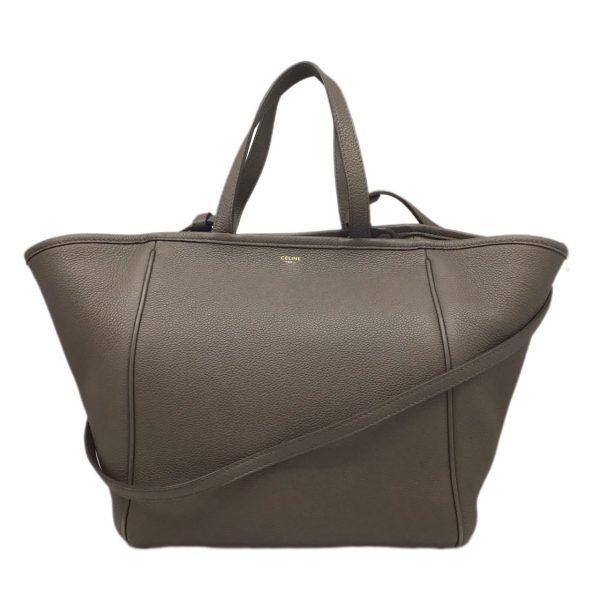 imgrc0091856361 CELINE Small Fold Cover 2WAY Tote Bag Grained Calf Gray