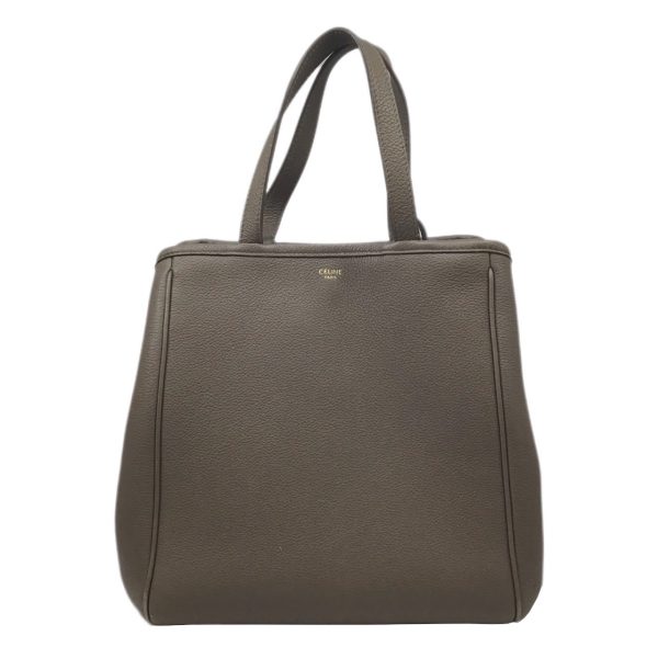 imgrc0091856363 CELINE Small Fold Cover 2WAY Tote Bag Grained Calf Gray