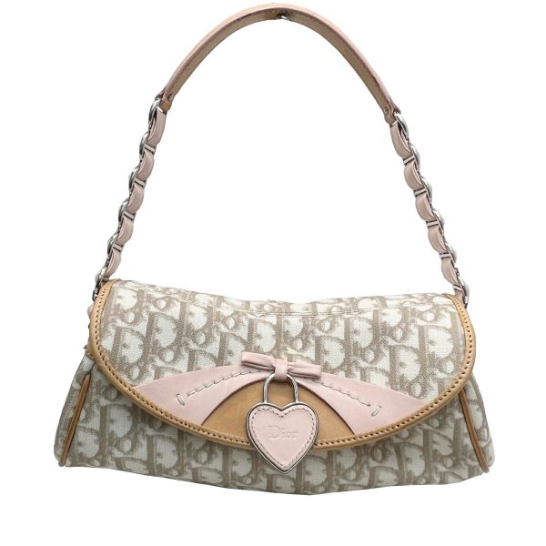 imgrc0091887087 Christian Dior Trotter Heart Charm Shoulder Bag Pink Beige