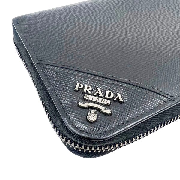 imgrc0092061478 PRADA Round Zipper Long Wallet Saffiano Black