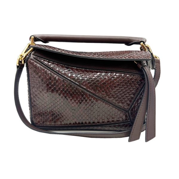 imgrc0092087300 Loewe Puzzle Mini 2WAY Handbag Shoulder Bag Python Brown