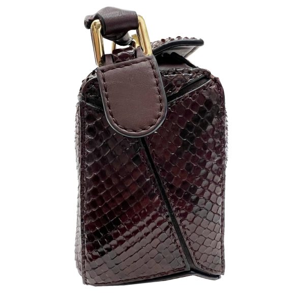 imgrc0092087313 Loewe Puzzle Mini 2WAY Handbag Shoulder Bag Python Brown