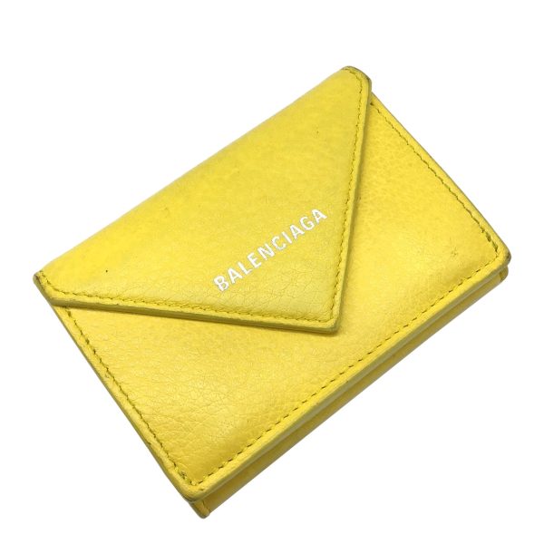 imgrc0092430036 Balenciaga Paper Mini Wallet Trifold Compact Yellow