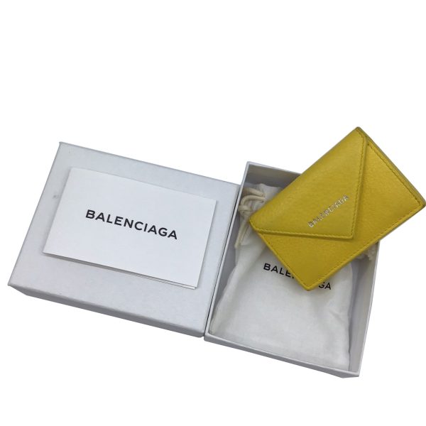 imgrc0092430057 Balenciaga Paper Mini Wallet Trifold Compact Yellow