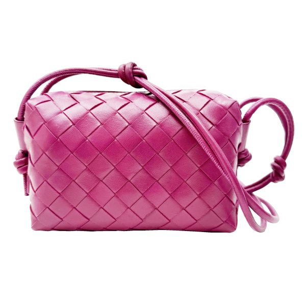 imgrc0092555566 Bottega Veneta Loop Intrecciato Shoulder Bag Leather Pink Purple