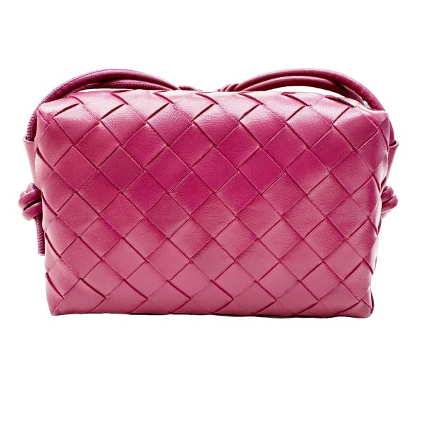 imgrc0092555577 Bottega Veneta Loop Intrecciato Shoulder Bag Leather Pink Purple