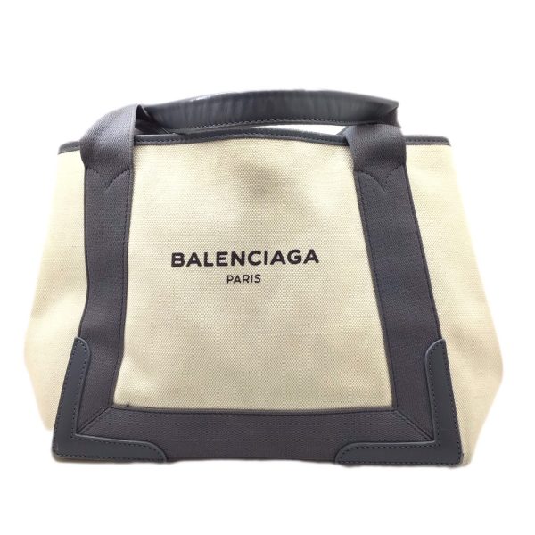 imgrc0092574837 Balenciaga Navy Cabas Canvas Leather Pouch Light Gray Beige