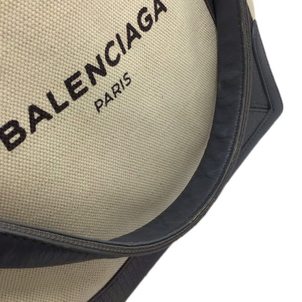 imgrc0092574841 Balenciaga Navy Cabas Canvas Leather Pouch Light Gray Beige