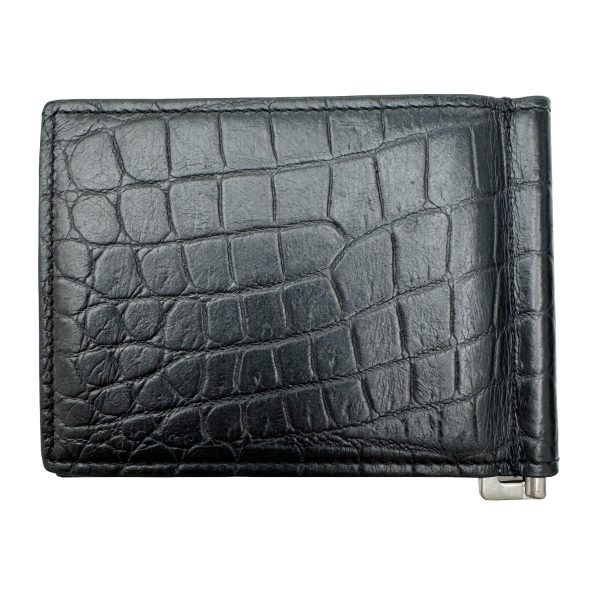 imgrc0092672329 Saint Laurent Classic Money Clip Wallet Leather Croco Black