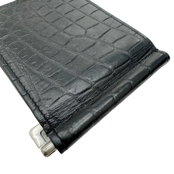 imgrc0092672338 Saint Laurent Classic Money Clip Wallet Leather Croco Black