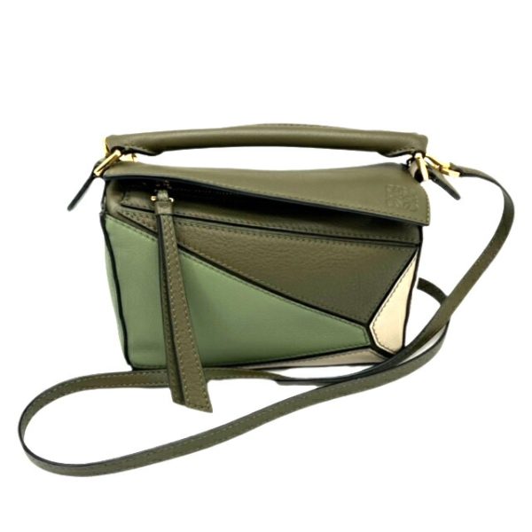 imgrc0092907504 Loewe Puzzle Mini 2WAY Bag Calfskin Leather Green