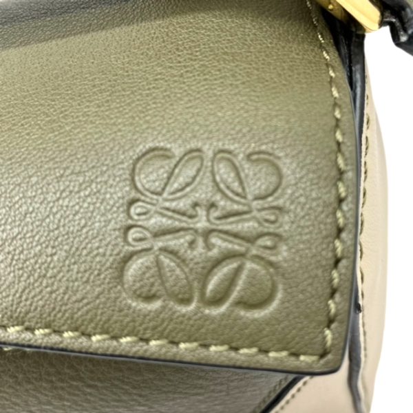 created by Background Eraser Loewe Puzzle Mini 2WAY Bag Calfskin Leather Green