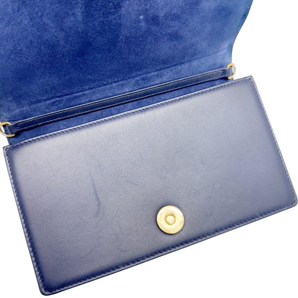 imgrc0093130960 Christian Dior Diorama Chain Shoulder Bag Clutch Small Leather Navy