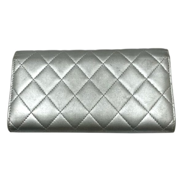 created by Background Eraser CHANEL Matelasse Long Flap Wallet Silver