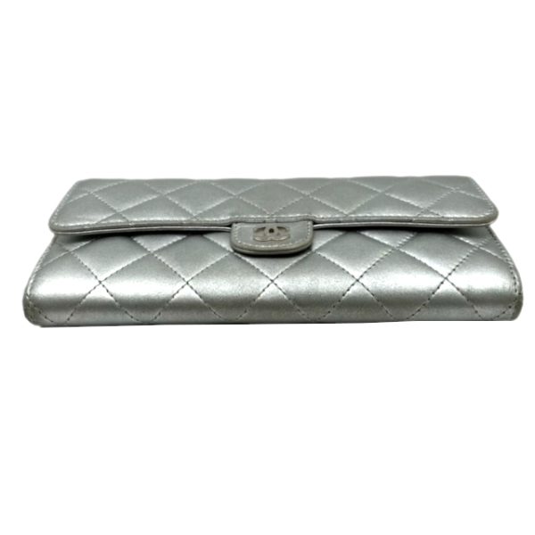 created by Background Eraser CHANEL Matelasse Long Flap Wallet Silver