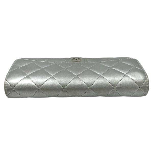 created by Background Eraser CHANEL Matelasse Long Flap Wallet Silver