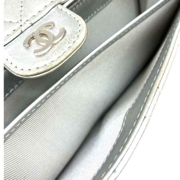 created by Background Eraser CHANEL Matelasse Long Flap Wallet Silver