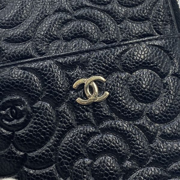 imgrc0093140584 CHANEL Case Camellia Caviar Skin Black Card Holder Wallet