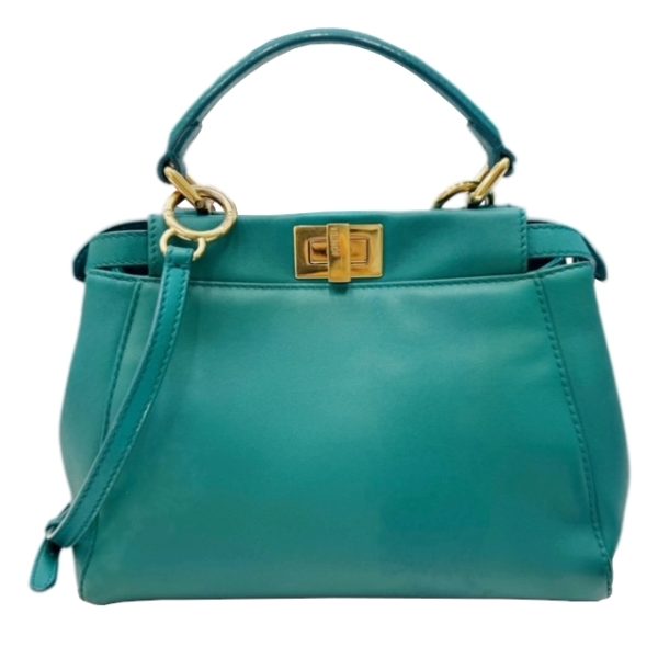 created by Background Eraser FENDI Mini Peekaboo 2WAY Handbag Green