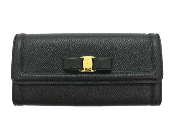 imgrc0093894783 Salvatore Ferragamo Vera Ribbon Long Wallet Black