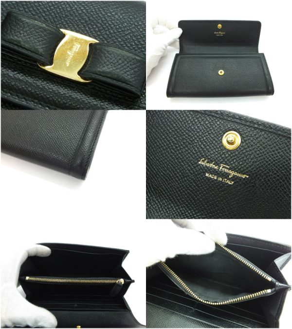 imgrc0093894785 Salvatore Ferragamo Vera Ribbon Long Wallet Black