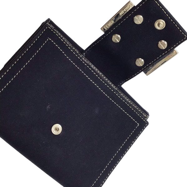 imgrc0095014495 FENDI W Hook Wallet Canvas Navy