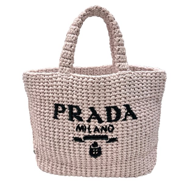 imgrc0095014802 PRADA Small Crochet Tote Bag Raffia Pink