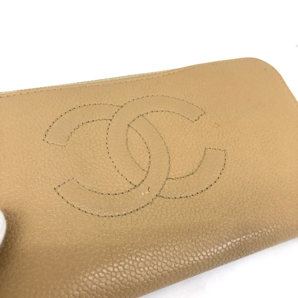 imgrc0095155398 CHANEL Long Wallet Coco Mark Caviar Skin Beige Long Wallet