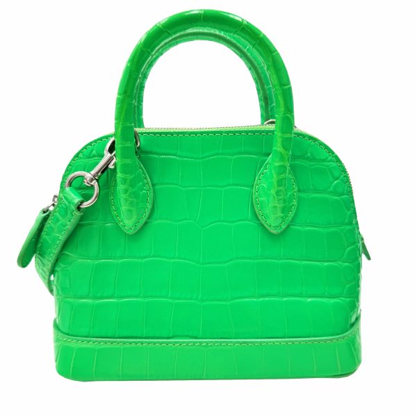 imgrc0095260205 BALENCIAGA Ville Top Handle Croco Embossed Shoulder Bag Green