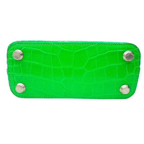 imgrc0095260209 BALENCIAGA Ville Top Handle Croco Embossed Shoulder Bag Green