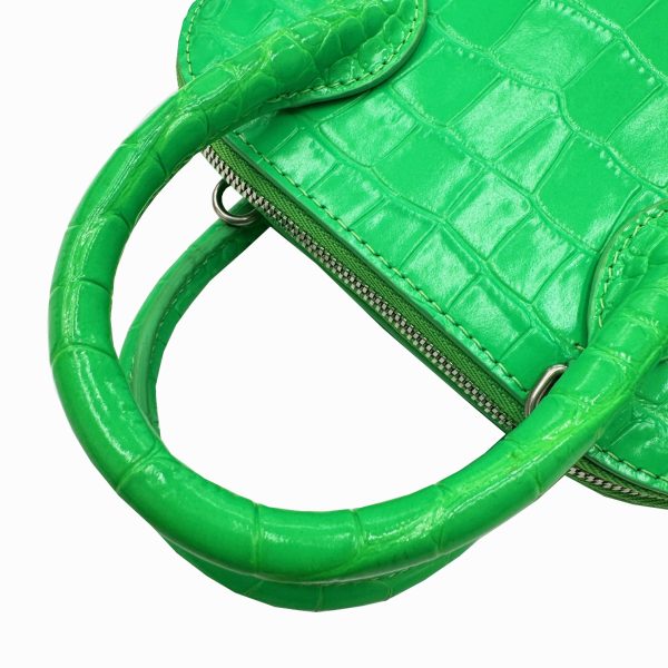 imgrc0095260216 BALENCIAGA Ville Top Handle Croco Embossed Shoulder Bag Green