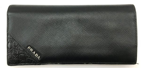 imgrc0095350278 Prada Saffiano BifLong Wallet Black