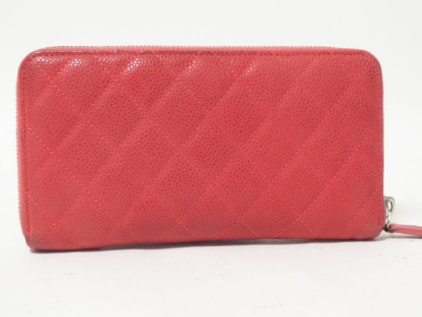 imgrc0095612478 CHANEL Caviar skin wallet long wallet salmon pink Matelasse