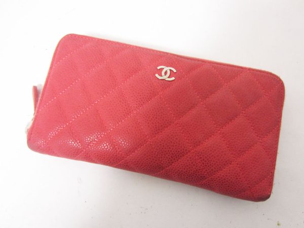 imgrc0095612483 CHANEL Caviar skin wallet long wallet salmon pink Matelasse