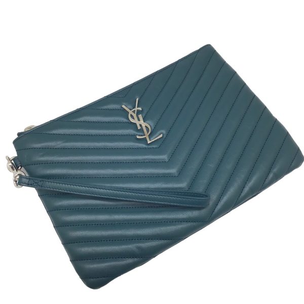 imgrc0095715089 Saint Laurent Clutch Bag V Stitch Chevron Green