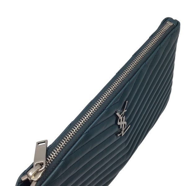 imgrc0095715094 Saint Laurent Clutch Bag V Stitch Chevron Green