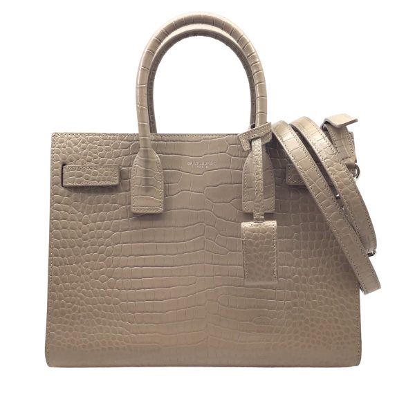 imgrc0096042097 Saint Laurent Sac de Jour 2WAY Bag Crocodile Embossed Leather Greige