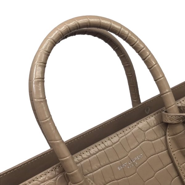 imgrc0096042103 Saint Laurent Sac de Jour 2WAY Bag Crocodile Embossed Leather Greige