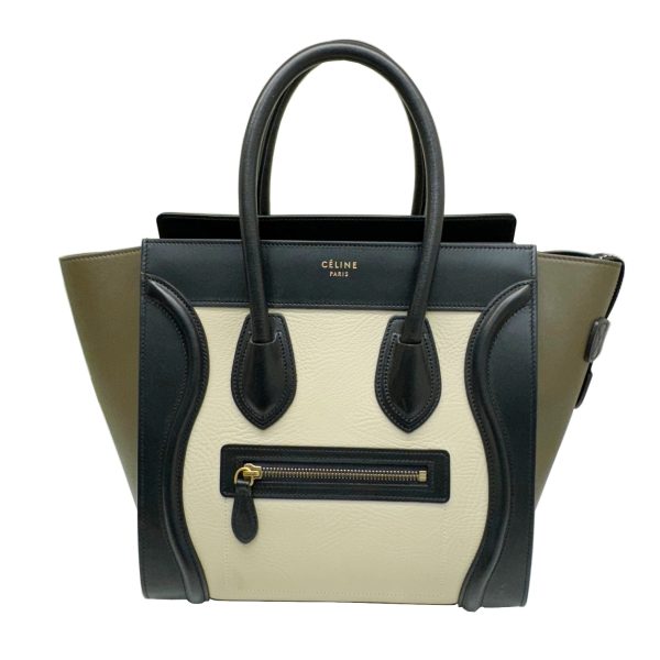 imgrc0096165447 CELINE Luggage Micro Shopper Handbag Multicolor Stitch Black Beige Khaki