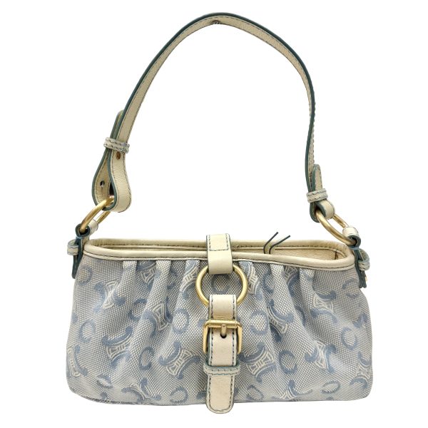 imgrc0096231648 CELINE Macadam Hobo Bag One Shoulder Canvas Leather Blue Ivory