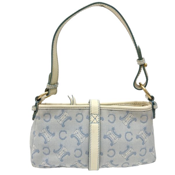 imgrc0096231649 CELINE Macadam Hobo Bag One Shoulder Canvas Leather Blue Ivory