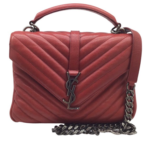 imgrc0096496485 Saint Laurent College Shoulder Bag 2WAY Bag Chevron Leather Red