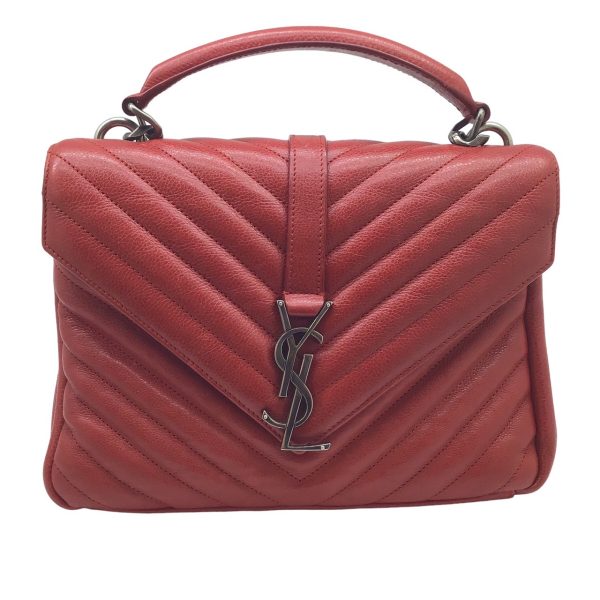 imgrc0096496486 Saint Laurent College Shoulder Bag 2WAY Bag Chevron Leather Red