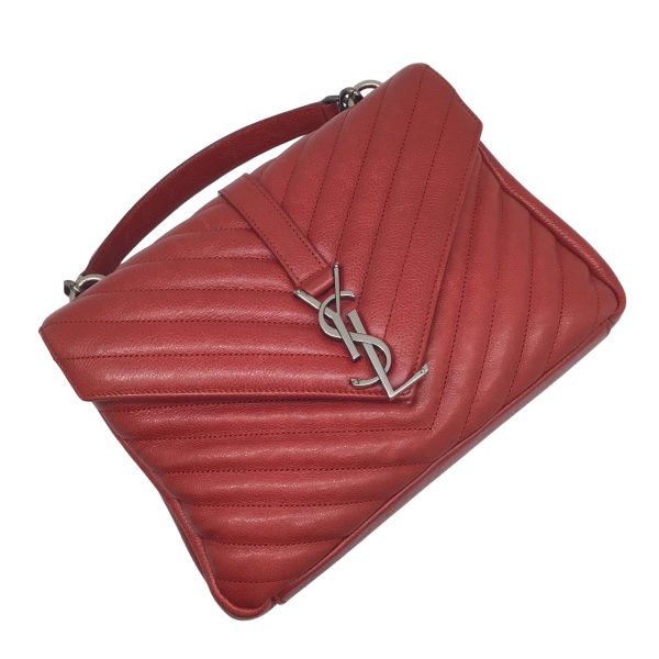 imgrc0096496490 Saint Laurent College Shoulder Bag 2WAY Bag Chevron Leather Red