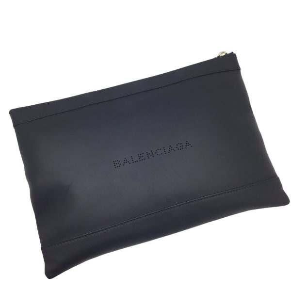 imgrc0096790165 Balenciaga Navy Clip M Punching Clutch Leather Pouch Black