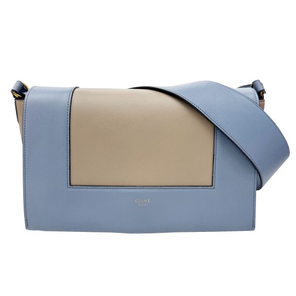 imgrc0096880152 CELINE Frame Shoulder Bag Leather Blue Light Gray