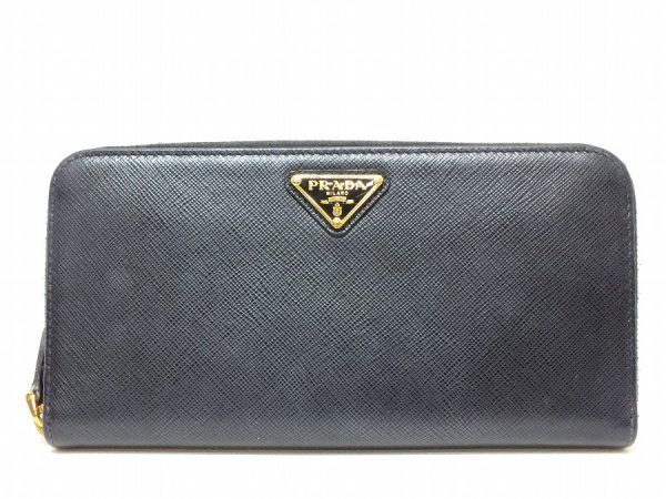 imgrc0097065067 Prada Saffiano Triangle Long Wallet Black