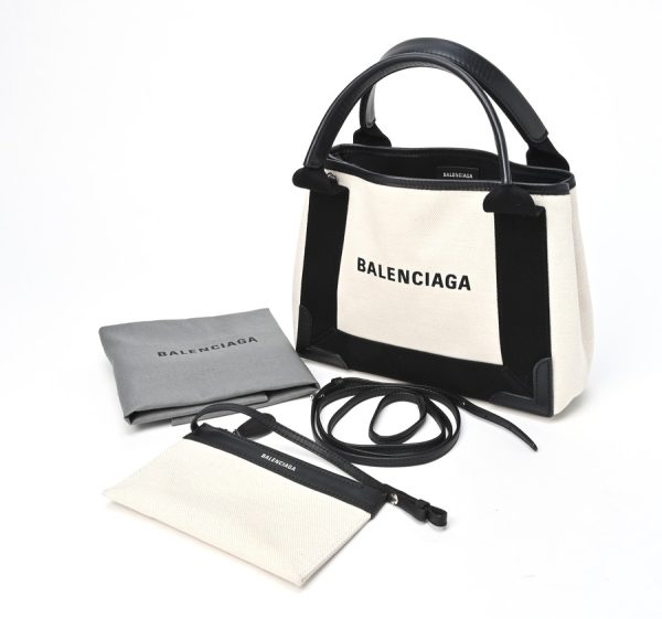 imgrc0102688320 Balenciaga Blue Cabas XS Tote Canvas Black Calf