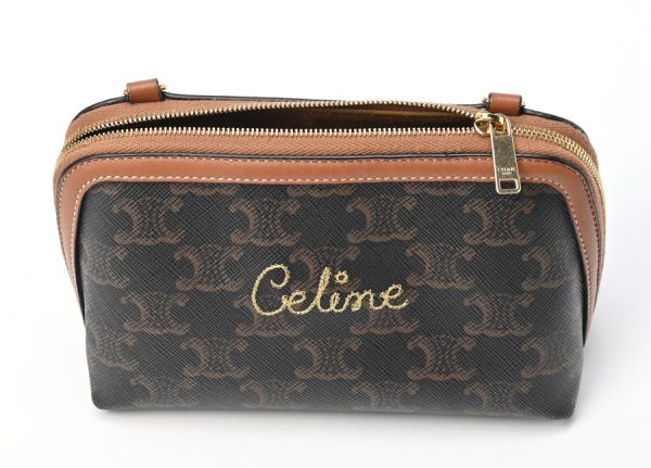 imgrc0103102673 Celine Chain Clutch Bag Triomphe Tan