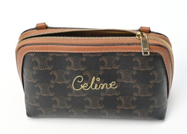 imgrc0103102673 Celine Chain Clutch Bag Triomphe Tan